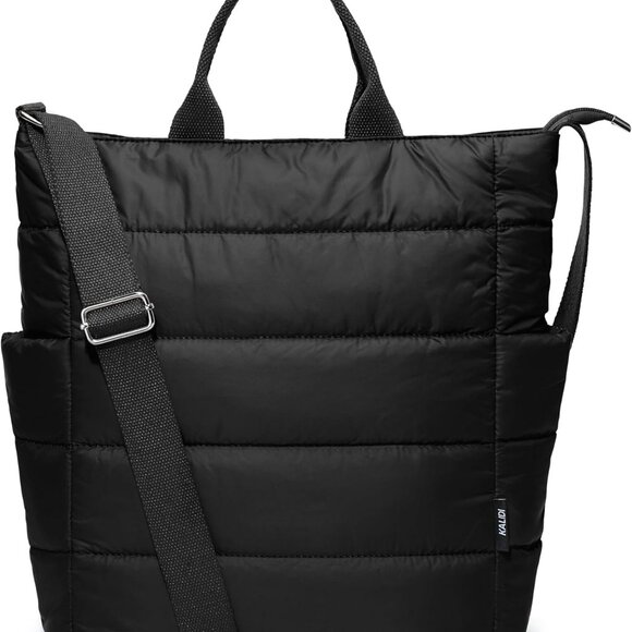 Quilted Tote Bag, Puffer Hobo Laptop Bag Anti Splash Crossbody Zipper Shoulder B